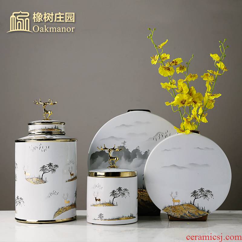 Chinese wind light table vase key-2 luxury furnishing articles of Chinese style household soft outfit the sitting room porch dried flower arranging flowers, ceramic decoration