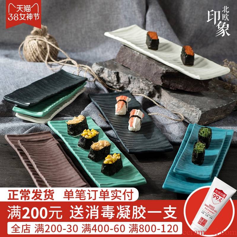Jian Lin oblong sushi plate sashimi dish dish dish creative Japanese ceramics tableware suit northern Europe