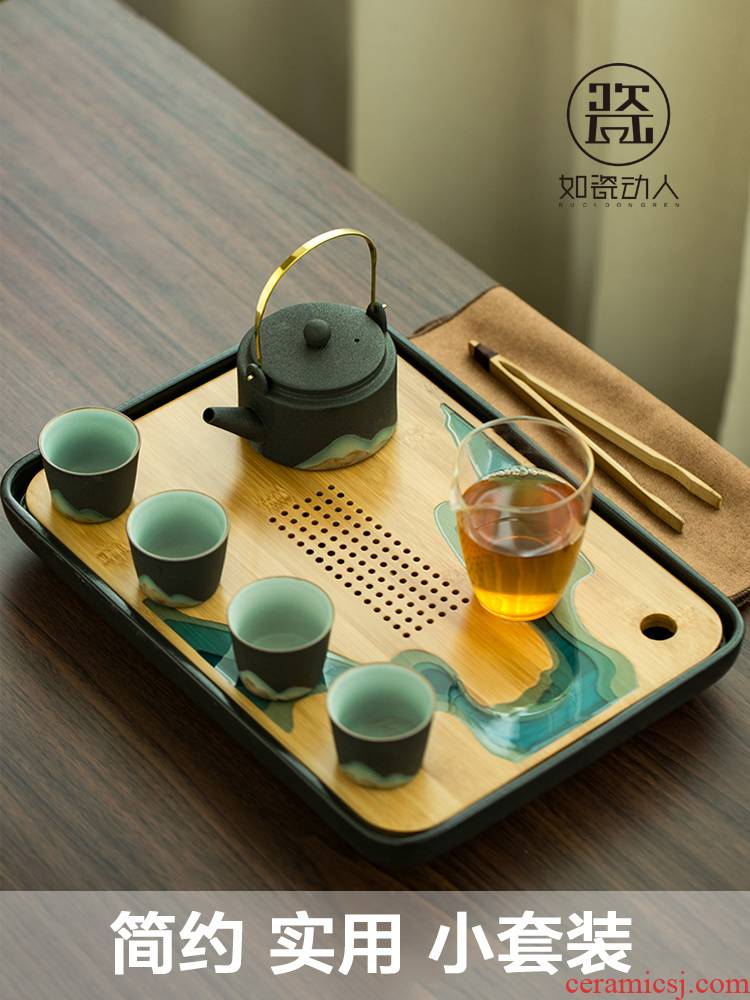 Japanese kung fu tea sets household teapot teacup ceramic dry tea tray was contracted small tea sets tea sea office