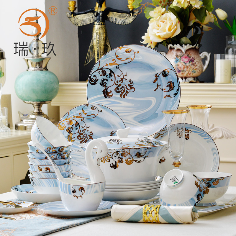 Home up phnom penh 60 skull porcelain tableware suit crockery bowl plate gear box plate dishes spoon gifts