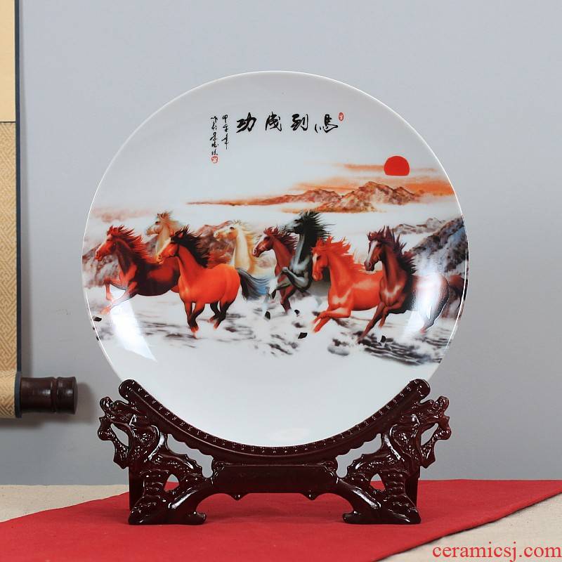 Jingdezhen ceramics powder enamel hang dish sit home background plate decoration plate decoration furnishing articles