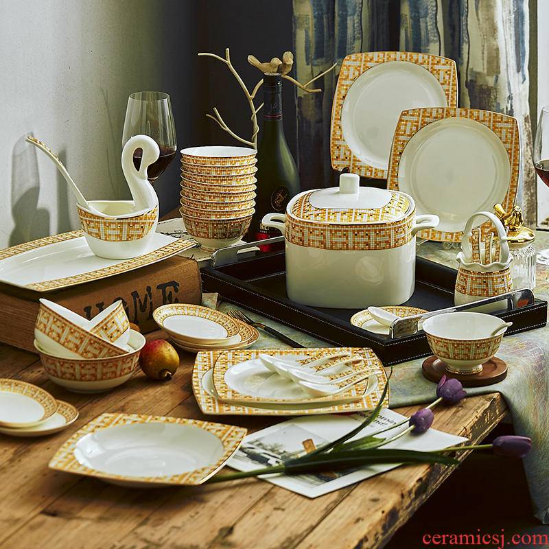 Cutlery set dishes with jingdezhen ceramic ipads porcelain bowl chopsticks bowl dish dishes home European up phnom penh gifts
