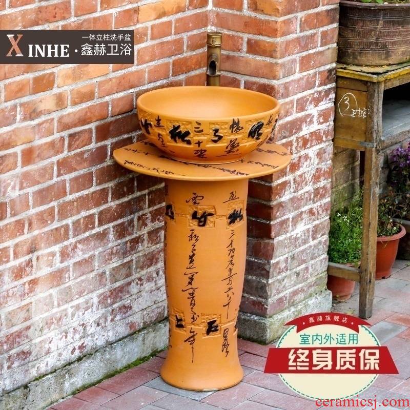 The sink carved hand - made ceramic basin pillar type commode pool one floor balcony art basin of vertical column