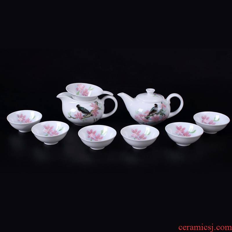 The beaming nine red porcelain up head kung fu tea set liling porcelain gifts hand - made ceramic cup teapot