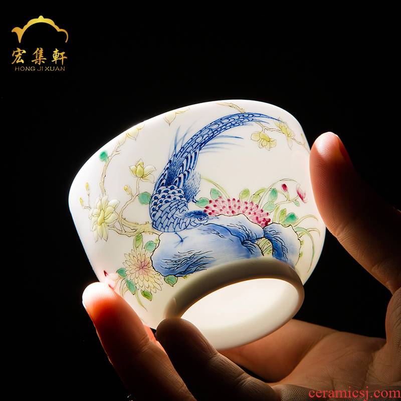 Kung fu jingdezhen ceramic cups hand - made teacup tea set enamel porcelain cup white porcelain masters cup sample tea cup small cups