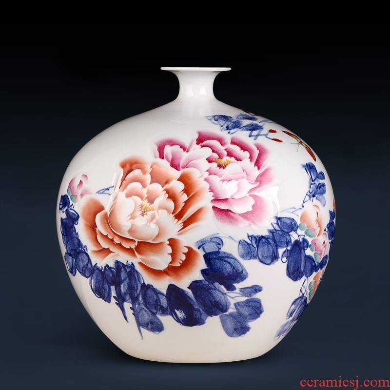 Jingdezhen ceramics masters hand made peony pomegranate vase Chinese style household adornment sitting room porch ark, furnishing articles