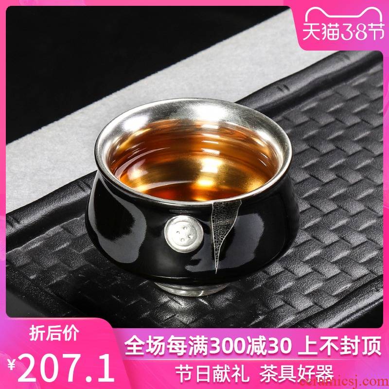 High - grade silver cup silver 999 household Japanese coppering. As silver tea cup ceramic kung fu master cup single cup size