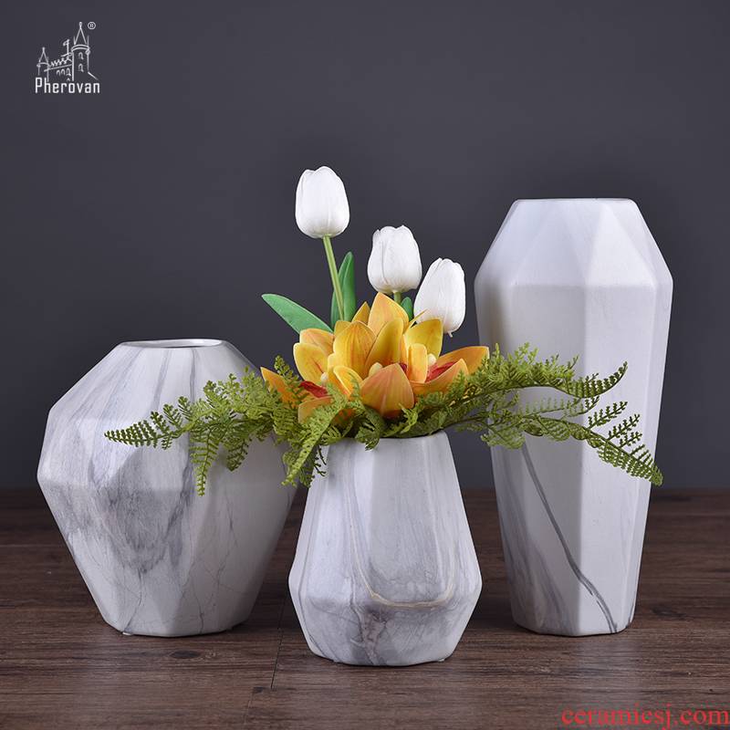 The modern marble ceramic vases, flower implement furnishing articles furnishing articles creative floral desktop sitting room The mock up room