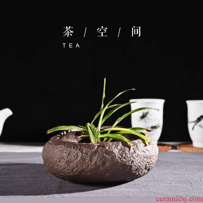 Thousand red up creative coarse pottery tea wash to flower pot small bowl of tea, tea art furnishing articles ashtray floret