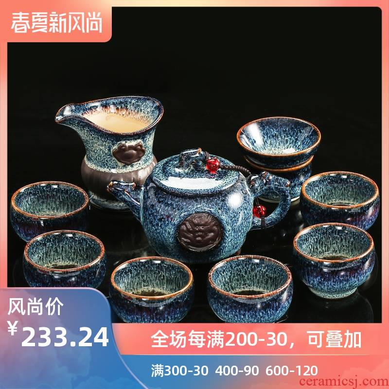Poly real (sheng up built red glaze, kung fu tea set the household of Chinese style ceramic cup lid bowl masterpieces