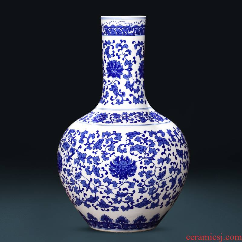 Jingdezhen ceramics antique blue and white porcelain vases, flower arranging large sitting room of the new Chinese style household decorations furnishing articles