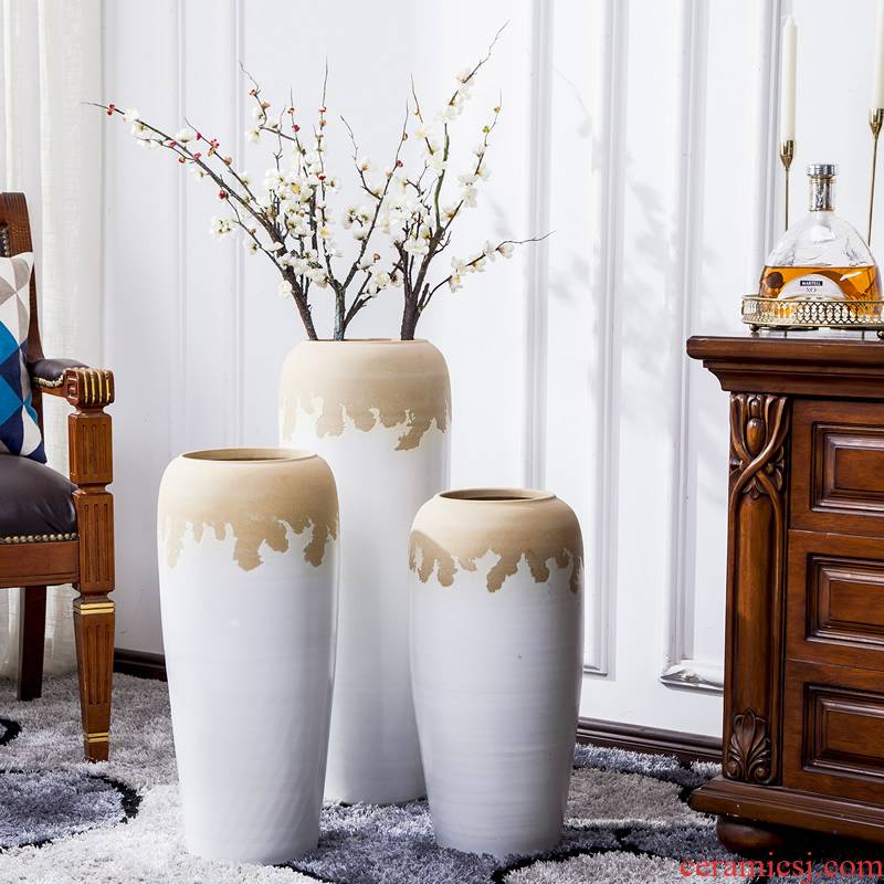 Jingdezhen big vase landed sitting room of I and contracted flower arranging dried flower adornment is placed large lucky bamboo decoration