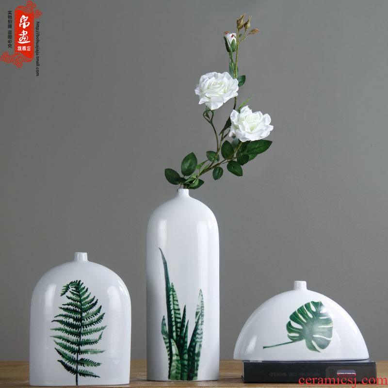 Green ceramic bottle clear fresh Air China flower furniture accessories flower implement bottle furnishing articles furnishing articles ceramic flower example room