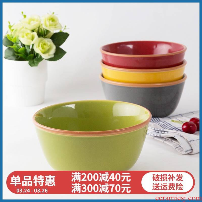 Color ceramic bowl 6 inches yuquan 】 【 pure Color rice bowls porringer creative household jobs