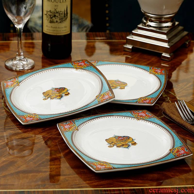 European square household deep dish dish dish dish steak ipads porcelain ceramic plate plate plate western - style food plate tableware suit