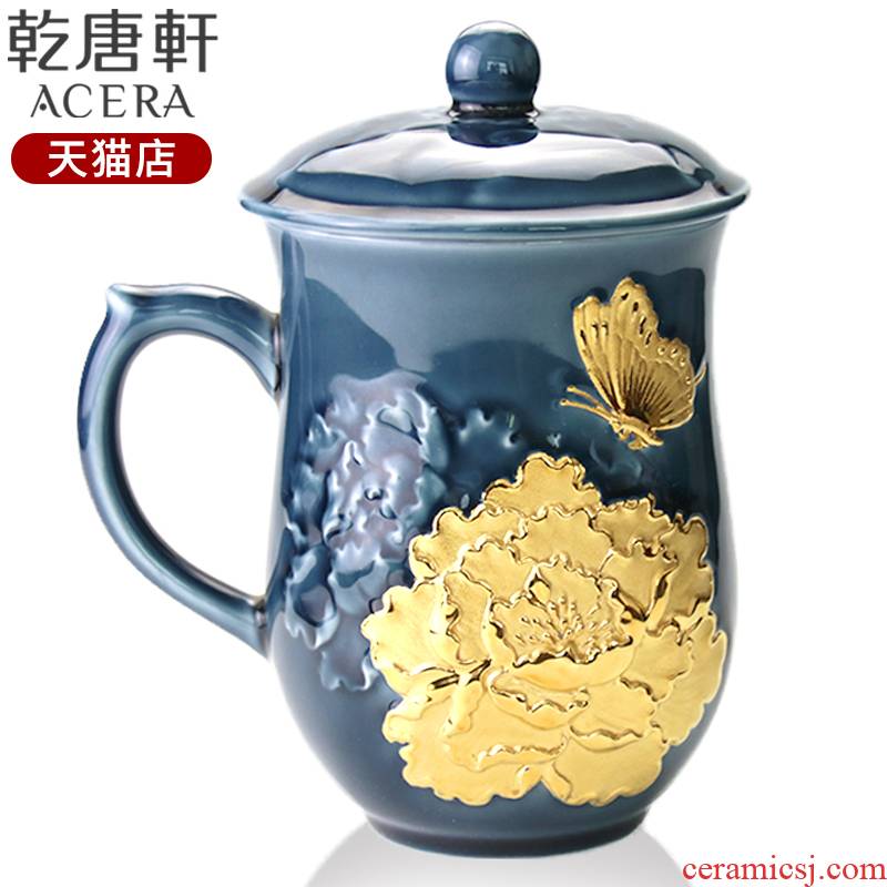 Dry Tang Xuan live China cups and gold millennium peony tall creative ceramics with cover office gift how tea cup