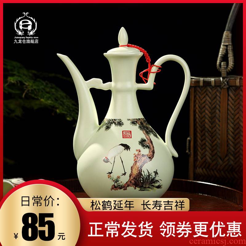 DH jingdezhen domestic wine bottle bottle antique white wine wine wine flask antique ceramic Chinese style restoring ancient ways