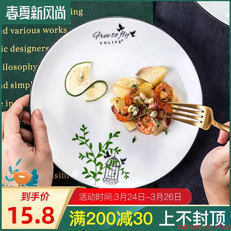 Creative ceramic dish dish dish disc household shallow dish FanPan breakfast of disk all the surroundings while plate tableware