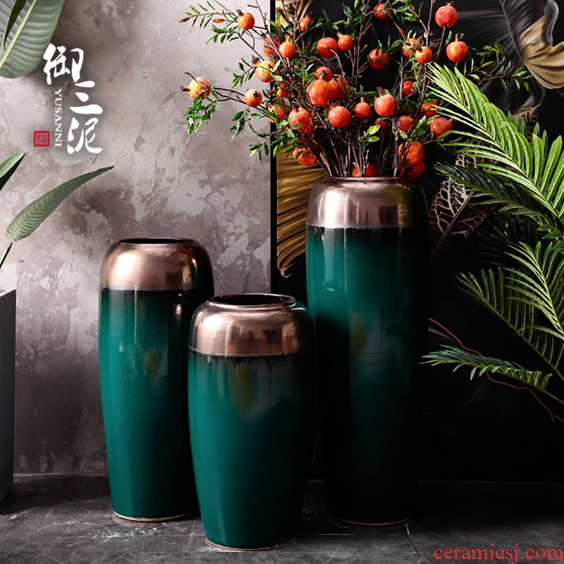 I and contracted light of new Chinese style key-2 luxury ground dry flower vases, flower arrangement sitting room place big exchanger with the ceramics decoration light