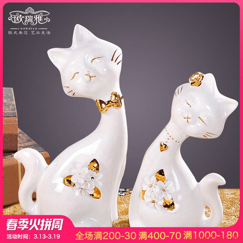 Wedding gift to send express cats creative household ceramics, bedroom adornment animal furnishing articles fashion