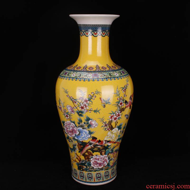 Jingdezhen imitation qianlong antique colored enamel painting of flowers and be born great goddess of mercy bottle Chinese style classical Ming and the qing dynasty vase furnishing articles