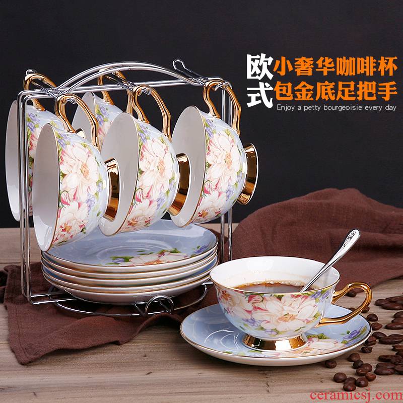 Ipads China European coffee cup set 6 woolly flowers cup for spoon, shelf red suit coffee cups with tao
