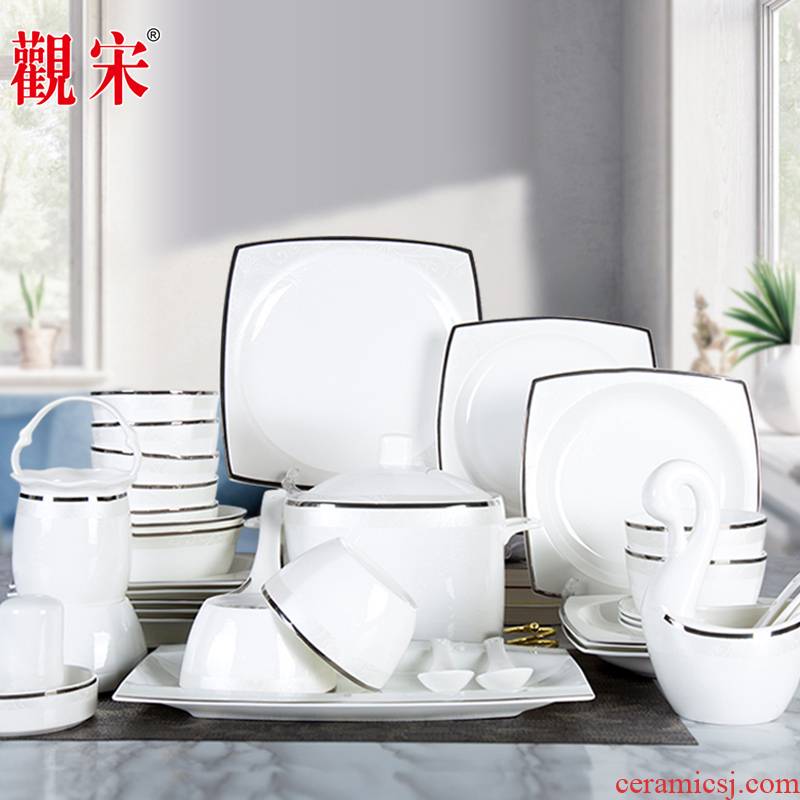 The View of song View of song dynasty jingdezhen contracted white Nordic European ipads porcelain tableware ceramic household jobs gift sets