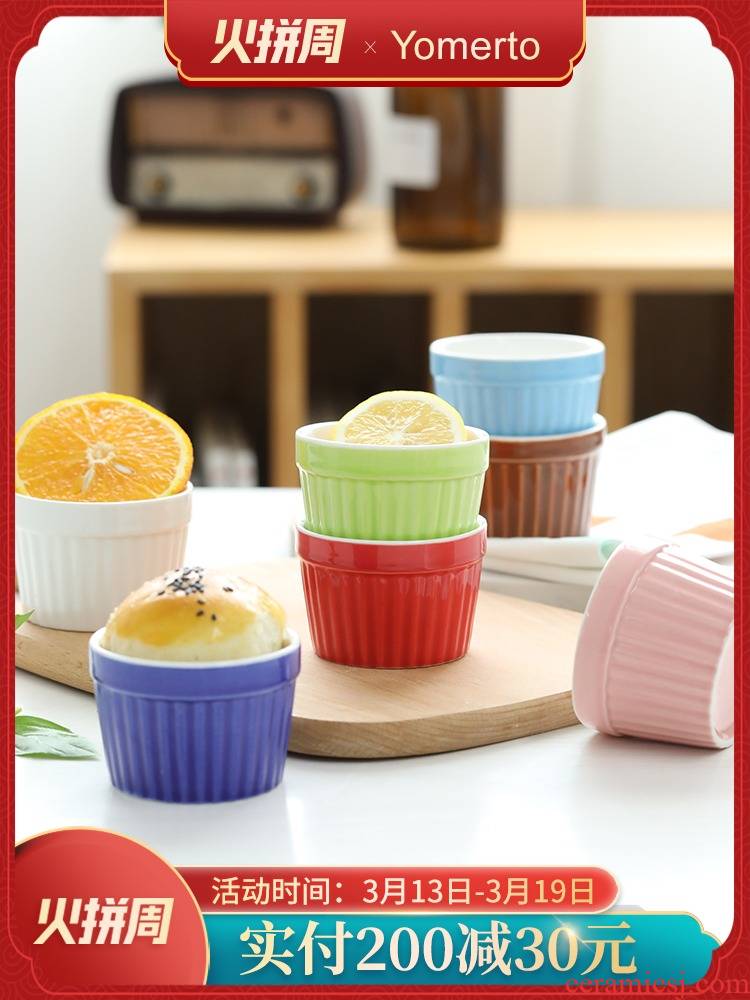 Small ceramic shu she roasted bowl double peel milk pudding cup cake steamed egg bowl bowl for household special dishes
