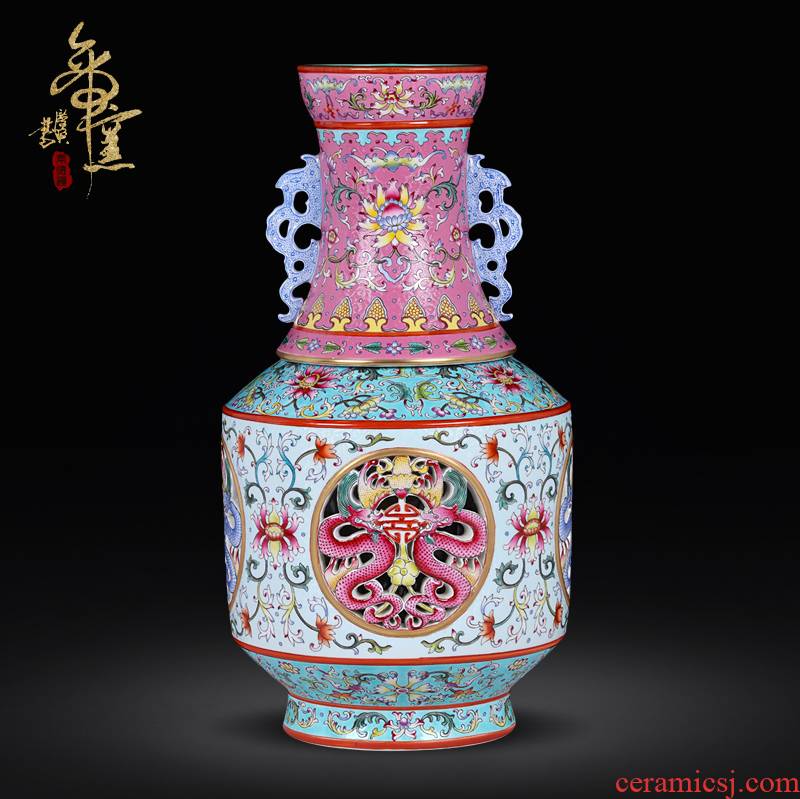 Jingdezhen ceramic vase imitation the qing qianlong enamel see colour switch hollow out bottles of sitting room adornment handicraft furnishing articles which transform the mind