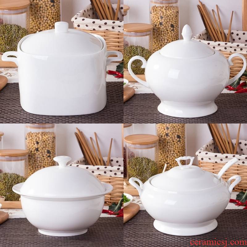 JingTianGe jingdezhen home white lead - free ipads porcelain soup pot basin in clay pot soup bowl with cover palace ceramics POTS