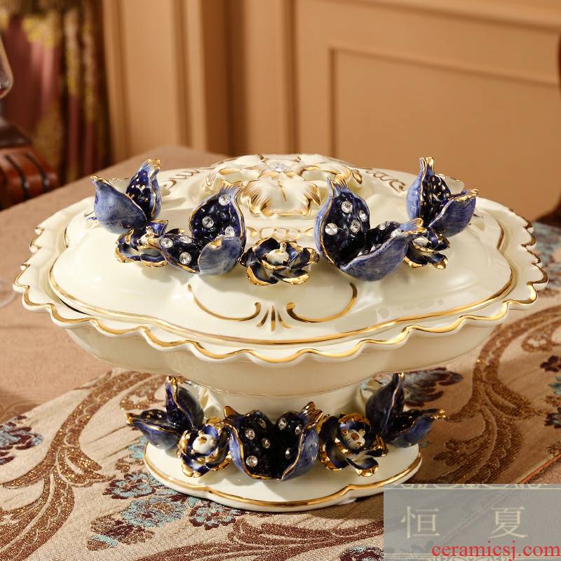 European ceramic plate frame with cover dry fruit bowl sitting room of modern creative candy box household melon seeds zero box box