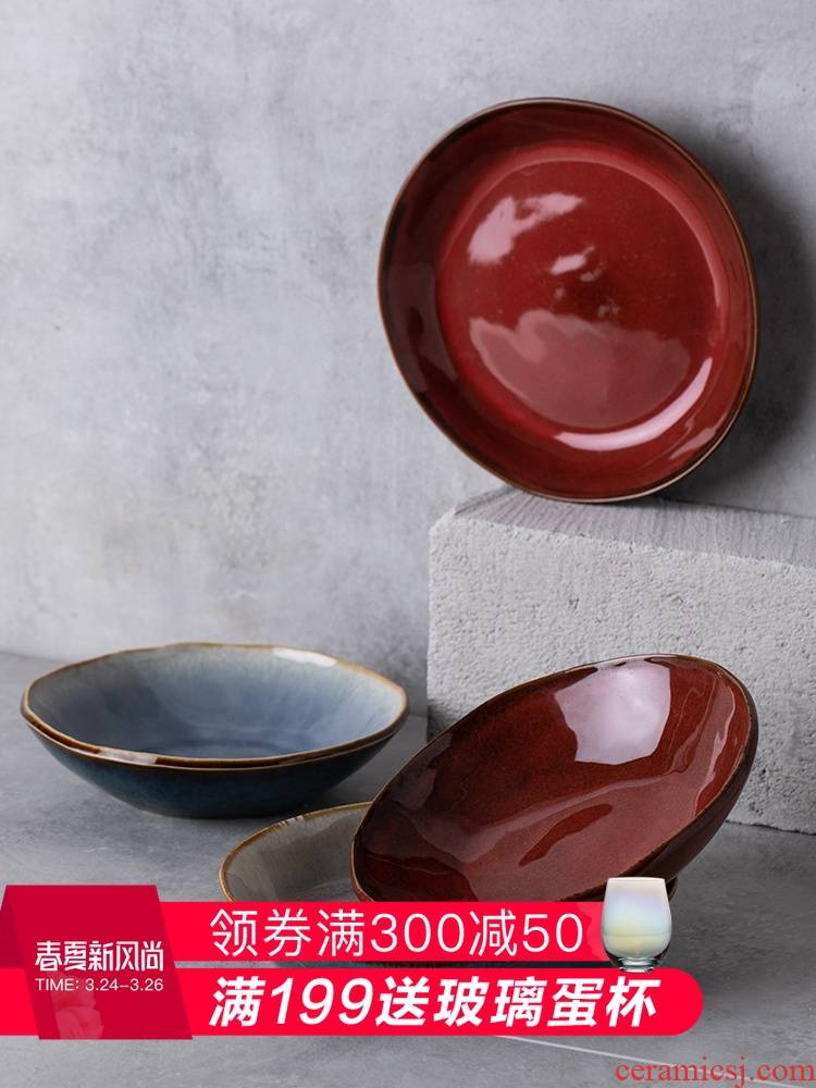 Eat ter special - shaped plate variable glaze ceramic household deep dish dishes soup bowl move tableware continental plate