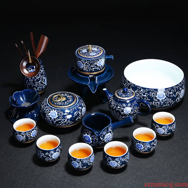 Jingdezhen porcelain automatic kung fu tea set home lazy fit the hot tea ware ceramic teapot teacup