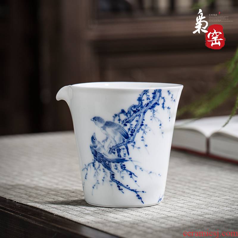 The Owl large portion up jingdezhen blue and white ceramic tea set hand - made justice cup tea cups, kung fu tea tea