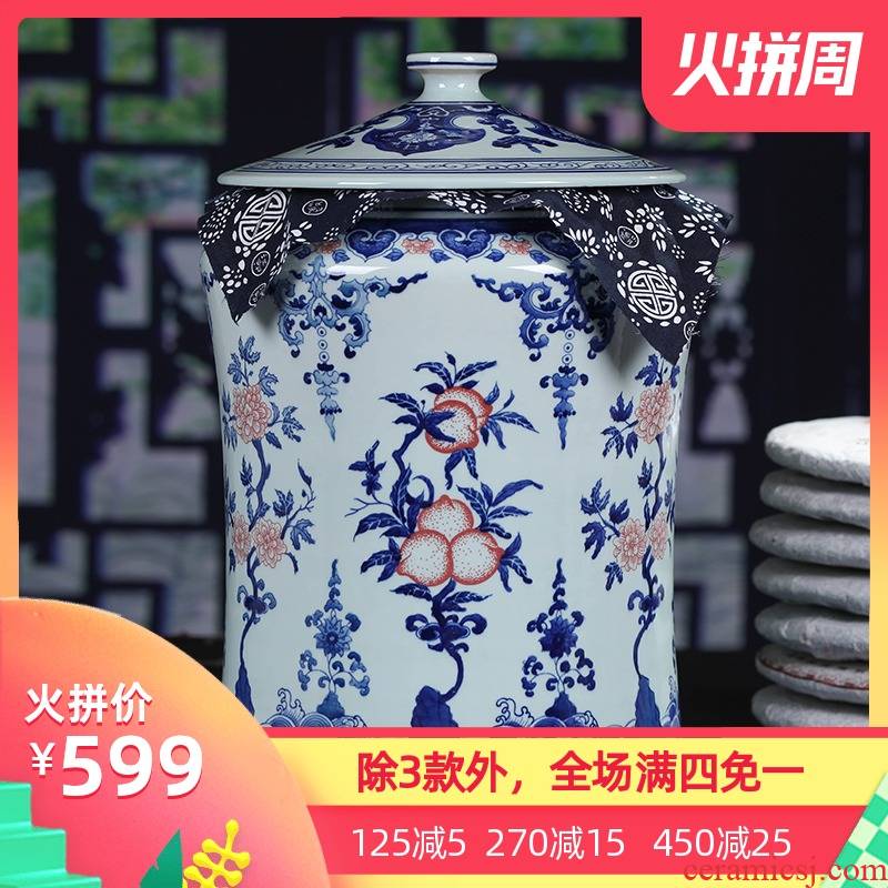 Jingdezhen ceramic hand - made large tea cake tin tea caddy fixings general gift box cake storage tanks