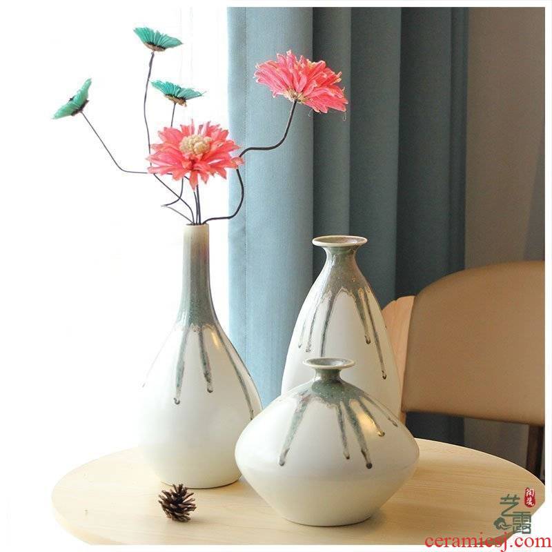 Vase furnishing articles ceramic white I and contracted fashion house sitting room adornment ornament soft adornment flow glaze