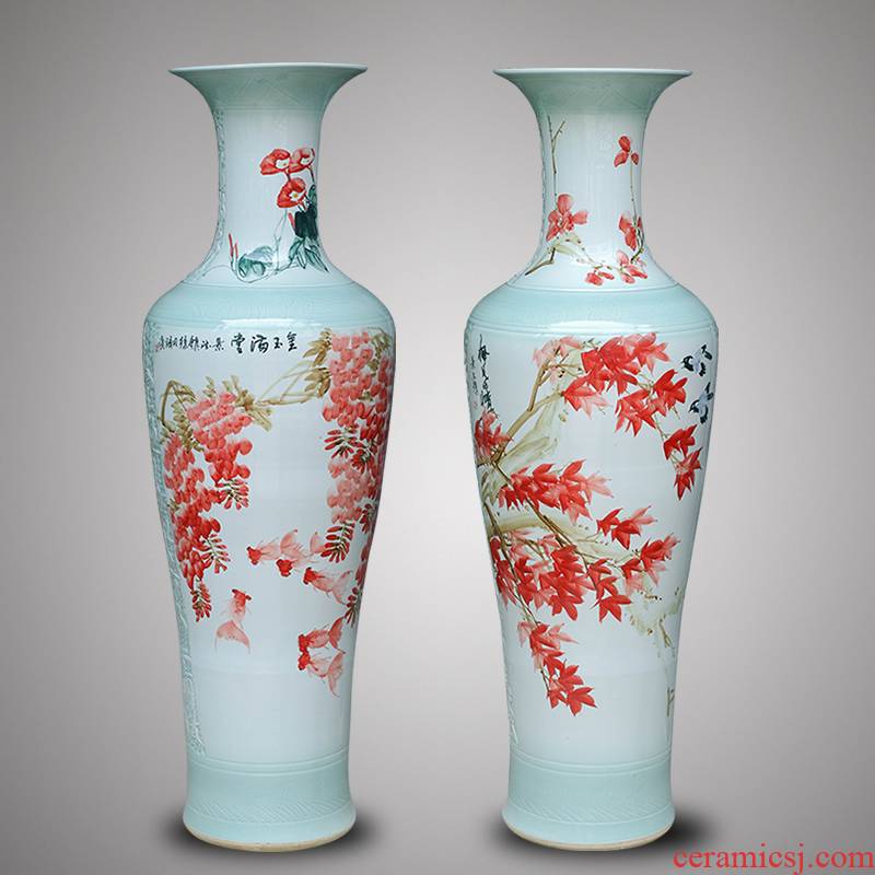 Jingdezhen ceramic hand - made vase of large modern classical Chinese style living room TV ark, porch housewarming gift