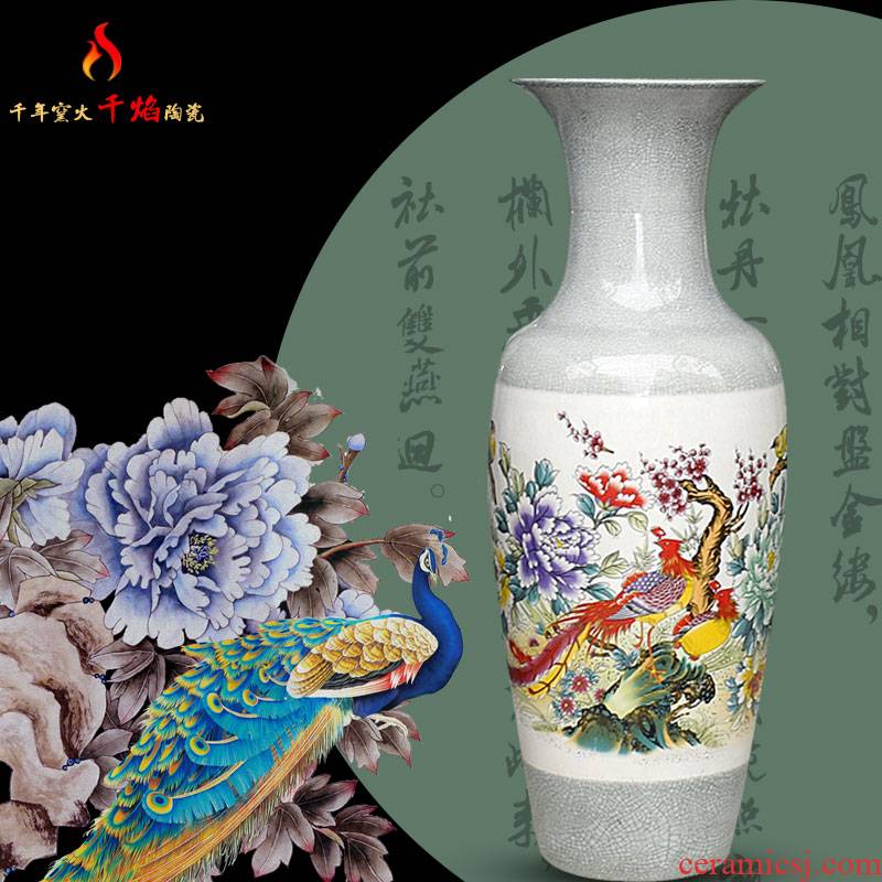 Jingdezhen ceramic sitting room of large vase household flower arranging hotel villa feng shui act the role ofing is tasted furnishing articles birds pay homage to the king
