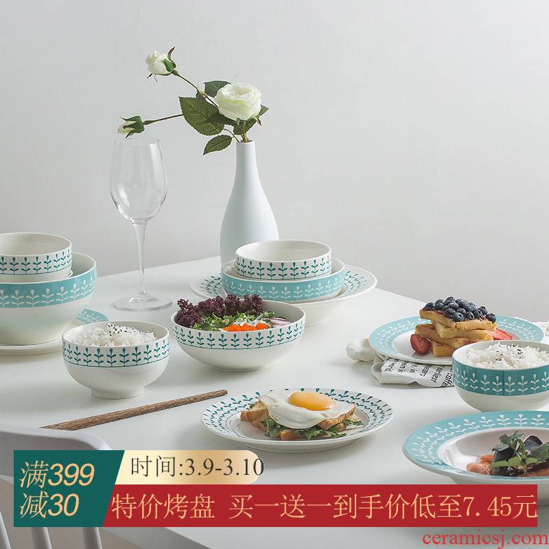 Small and pure and fresh Nordic ceramic tableware dishes household contracted western - style food dish creative dishes dishes continental plate