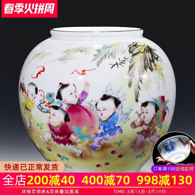 Jingdezhen ceramics vase pure manual gulp GuanPing new Chinese style household living room TV ark adornment furnishing articles