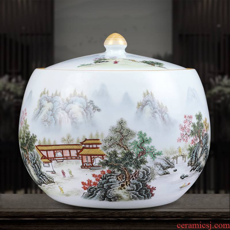Jingdezhen blue and white ceramics powder enamel vase XianGe the qing hand - made home sitting room adornment is placed in the tea pot