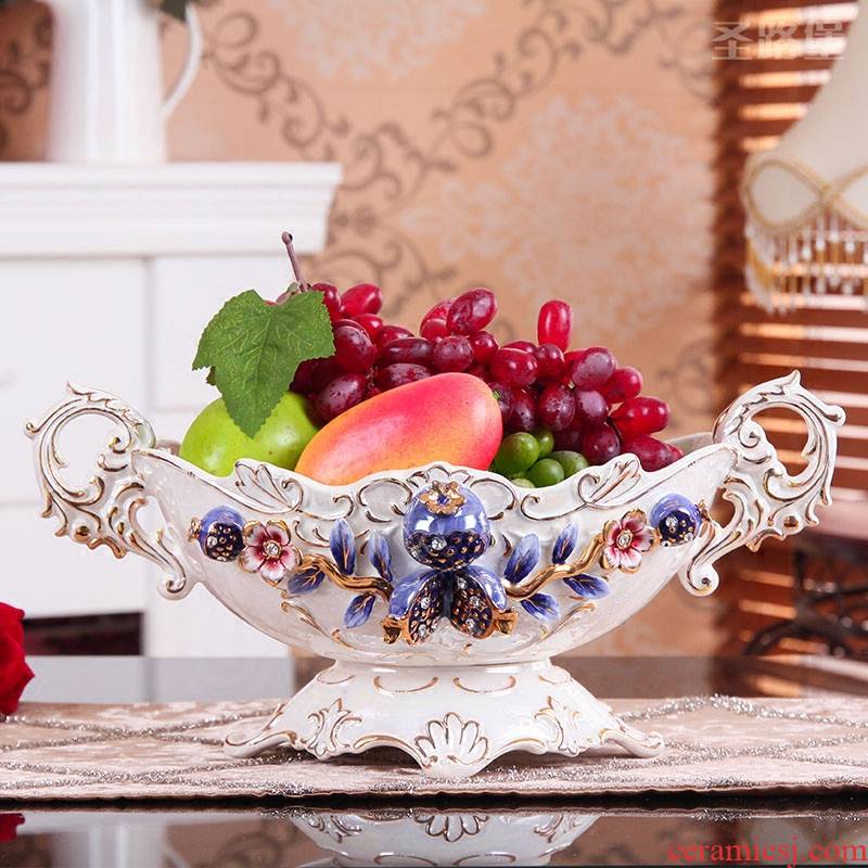 SAN road fort European fruit bowl bowl ceramic large home sitting room compote creative decorations European fruit tray