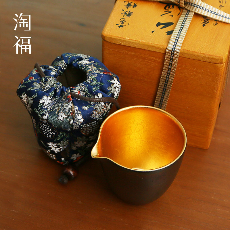 Taiwan warbler song burn 24 k gold ceramic fair keller of tea ware points kungfu tea cups and cup GongDaoBei sea tea sets