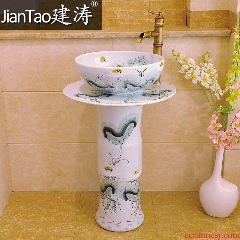 Jian tao sanitary ware jingdezhen ceramic art ware hand - made pillar basin three - piece suit on lotus the post