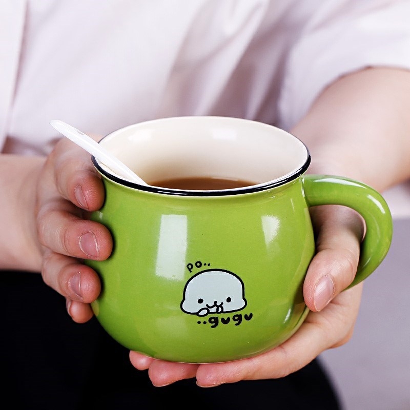 Milk tea home han edition ceramic keller cup of Milk tea drinks the children a bigger spoon coffee cups
