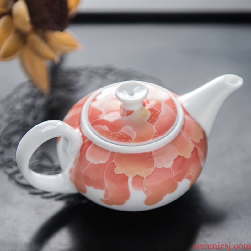 China red porcelain up beautiful faery kung fu tea pot under the liling glaze colorful hand - made porcelain gifts tea set little teapot