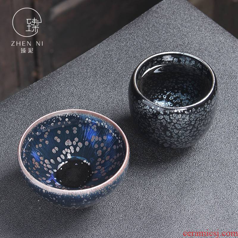 Built by mud light jianyang manual oil droplets flowers star light large master cup sample tea cup ceramic cup bowl