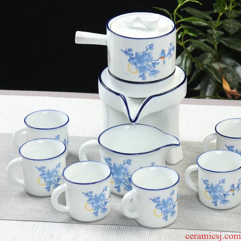 The new 2019 storage creative ceramic teapot kung fu tea cup half full automatic lazy people make tea, tea set