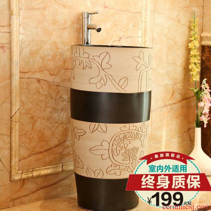 Jingdezhen ceramic art basin pillar lavabo lavatory toilet necessary domestic outfit of the basin that wash a face