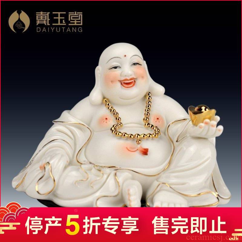 Dehua white porcelain ceramic production 5 fold 】 【 pot - bellied primer wing maitreya buddhist in jewelry/see colour
